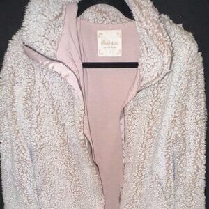 Altar'd State Pink Sherpa Zip Up Jacket